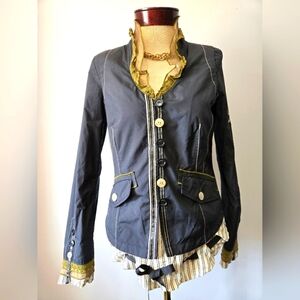 SPORTALM AUSTRIA "Vanilla Sky" Unique Navy Jacket With Shirt Underlayer.  Small